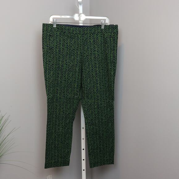 Cartonnier Slim Ankle Pants Navy Green Geometric Print Size 14 - Picture 1 of 3